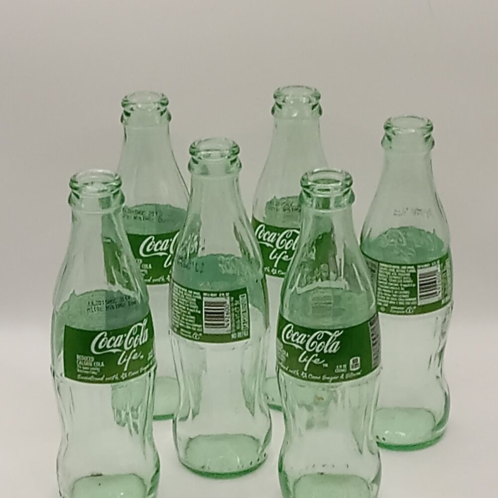 Green COCA COLA LIFE Reduced Calorie Bottles w/Carrier EMPTY Limited Ed Stevia - Picture 3 of 14